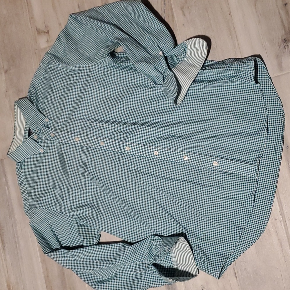 Charles Tyrwhitt Classic Fit Green Large‎ Long Sleeve Non Iron Plaid Button Down